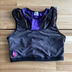 Bad Kitty rare charcoal mesh pole sport fitness top